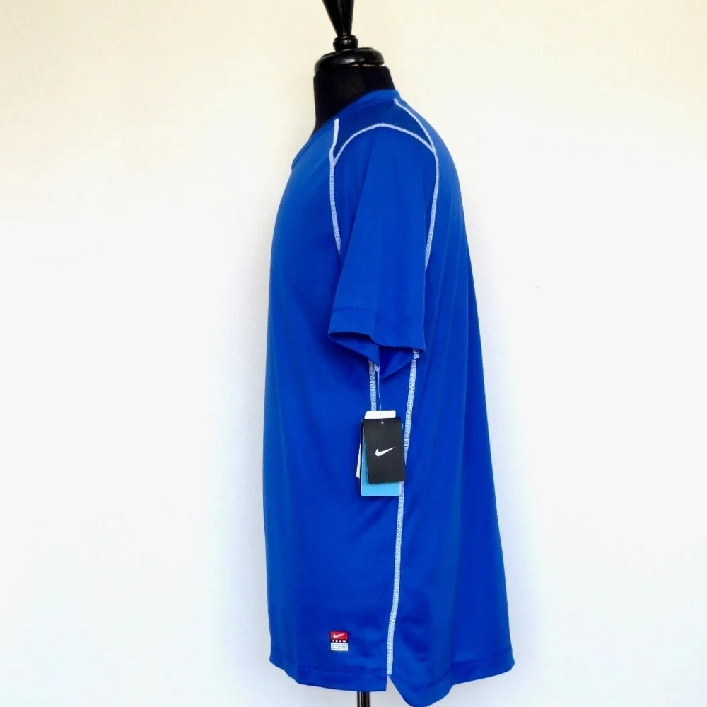 NEW! Nike Dri Fit Short Sleeve Active Wear Shirt Royal Blue SZ Large
